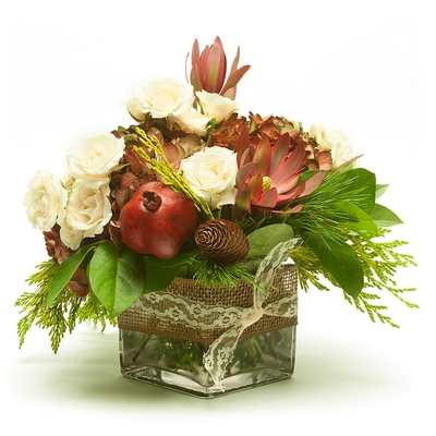 Christmas - Pomegranate Square Vase